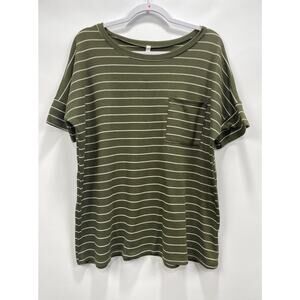 MTS Olive Green White Lightweight Waffle Knit Dolman Sleeve Tee